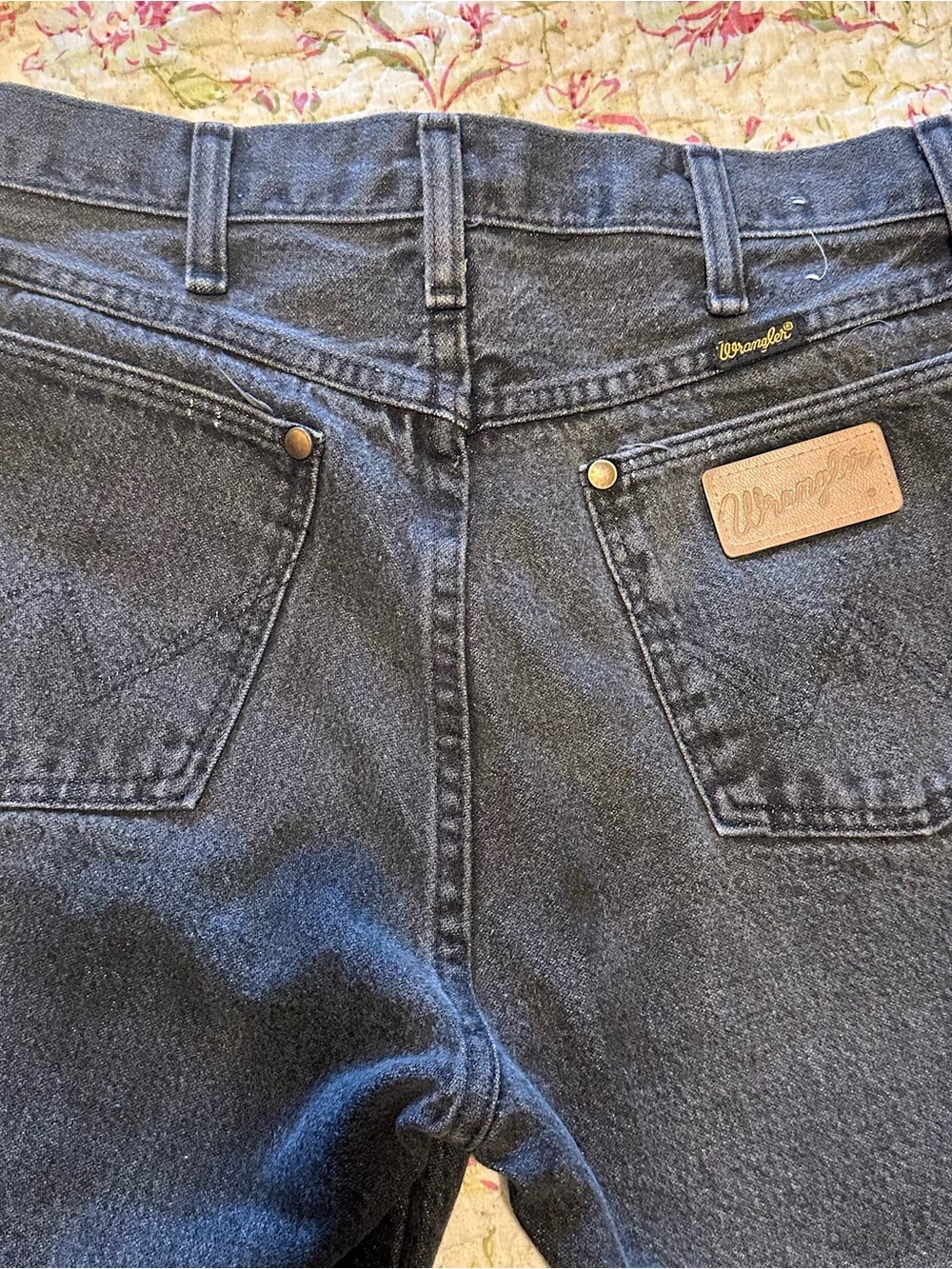 Vintage Wrangler USA Black Denim Jeans 31x36 Faded Covill 13MWZPB